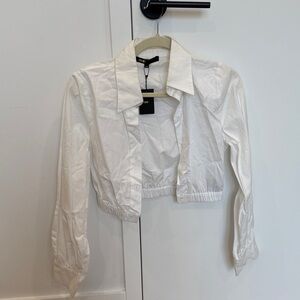 Maje white Cropped Button-Up Shirt